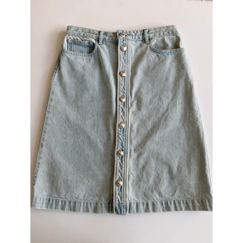 A.P.C. Paris Denim Button-Front Skirt - Picture 4 of 14